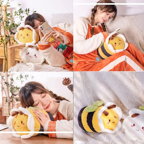 12 Inch Bee Plush Toy, Cuddly Bee Pillow ?Soft Honeybee Hugging Pillows Plush Doll Gift for Kids Birthday Party,Christmas,Valentine...