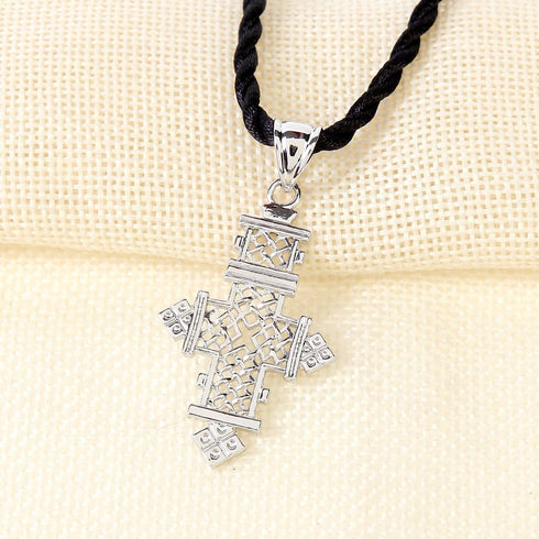 Ethiopian Cross Pendant Necklaces Chain Sliver Plated Jewelry...