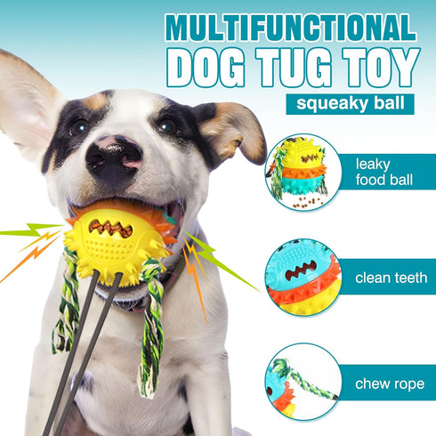 Dog Toys for Aggressive Chewers Interactive Indestructible Puzzle Stimulating Chew Toy Suction Cup Tug of War Enrichment Rope Boredom Busy Self Pl...