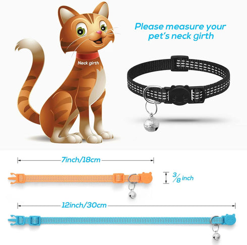 Upgraded Version 6 Pack Reflective Cat Collars with Bell,Breakaway Safety Kitten Collar,Adjustable 7''-12'',for Girl Boy Cats,Pet Supplies,Stuff,A...