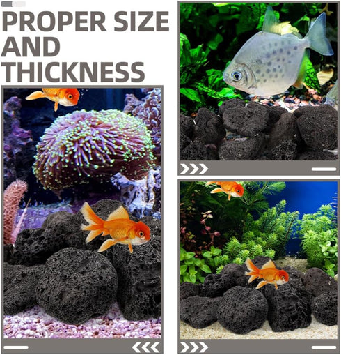 INOOMP Aquarium Lava Rocks, 1 Set of Black Volcanic Rocks Natural Lava Pebbles Stones Planter Natural Stones for Fireplaces Fire Pits Plants Culti...