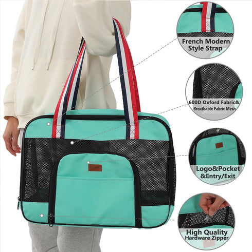 Green Small Dog Puppy Bag Cat Carrier Kitty Purse Pet's Totes Small Animals Bunny Rabbit Handbag Traveling Outdoor Go to The Vet Carry...