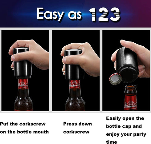 Father's Day Gift for Dad, YUDANSI Push Down Bottle Opener, Automatic Beer Openers, Stainless Steel Bottle Cap Mover, Funny Kitchen Gadgets, Beer ...