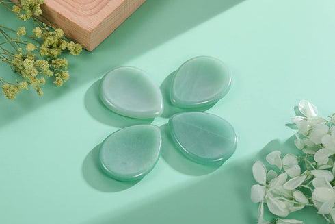 CrystalTears Green Aventurine Crystal Worry Stone Thumble Polished Healing Crystals Pocket Palm Stone Thumb Worry Stones for Anxiety Stress Relief...