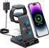 Wireless Charging Station, YiJYi 3 in 1 Watch Charger Stand with Digital Clock Suitable for iWatch SE/6/5/4/3/2/1,AirPods Pro, for iPhone 15/14/13...