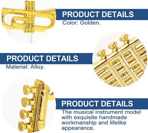Balacoo 4Pcs Mini Plastic Musical Instrument Dollhouse Trumpet Saxophone Miniature Dollhouse Model Gold Christmas Tree Hanging Decor...