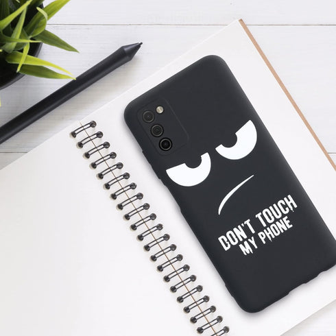 kwmobile TPU Silicone Case Compatible with Samsung Galaxy A03s - Case Soft Cover - Don't Touch My Phone White/Black...