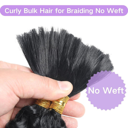 18inch Curly Bulk Hair For Braiding No Weft 75g (1Bundles/Pack) Micro Braiding Quality Synthetic Hair Braiding Extensions For Boho Braids Wet And ...