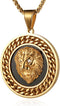 Hip Hop Jewelry 3D Lion Head Shiny Circle of Cuban Link Pendant Gold Medallion Lion King Leo Necklace for Men Women...