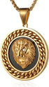 Hip Hop Jewelry 3D Lion Head Shiny Circle of Cuban Link Pendant Gold Medallion Lion King Leo Necklace for Men Women...