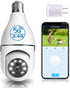 BJR 2K / 3MP Light Bulb Security Camera, 5G & 2.4G WiFi Security Camera Wireless Outdoor Indoor 360 Camera for Home with Color Night Vision Motion...