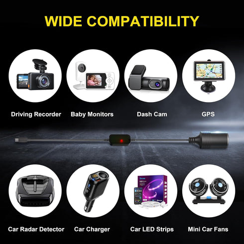 USB C to 12V Adapter, USB C to 12V Cigarette Lighter Adapter PD3.0 Type C Male to 12V Cigarette Lighter Socket Female Cable for Dash Cam Power Ban...