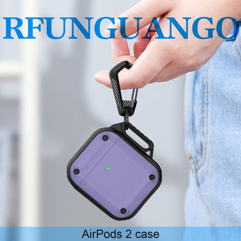 RFUNGUANGO AirPods Case Cover, Military Grade Anti-Fall Soft TPU Shock-Absorbing Protective AirPods 2&1 Generation Case with Keychain and Cleaning...