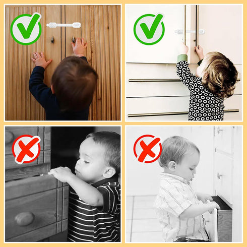 Child Safety Cabinet Locks(6 Pack) Child Proof Cabinet Locks with Adhesive for Fridge, Cabinets, Drawers, Dishwasher, Toilet Safe Material No Dril...