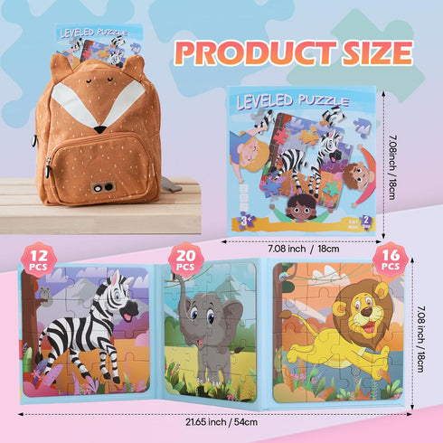 Magnetic Puzzles for Kids Ages 3 4 5 6, Puzzles for Kids Ages 4-8, Toddler Puzzles Ages 2-4, Wooden Jigsaw Puzzles Book for Preschool Toddlers, Tr...