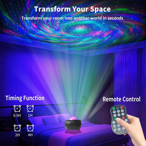 Starlight Projector, Space Projector for Bedroom with Barred Spiral Galaxy Built-in Bluetooth, Space Projector with Timer, Gifts for Christmas, Bi...