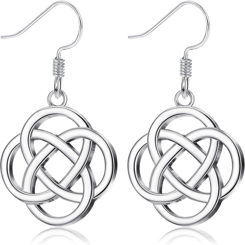 Sllaiss 925 Sterling Silver Celtic Knot Drop Earrings for Women Good Luck Irish Vintage Earrings Round Dangle Earrings...