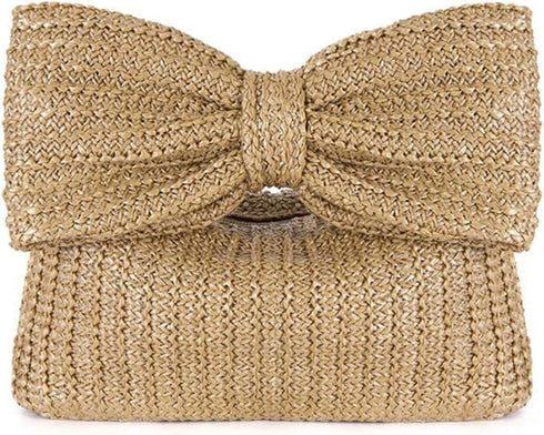 Gets Bowknot Straw Clutch Purses for Women Summer Beach Woven Envelope Wallet Bag for Vacation Wedding...
