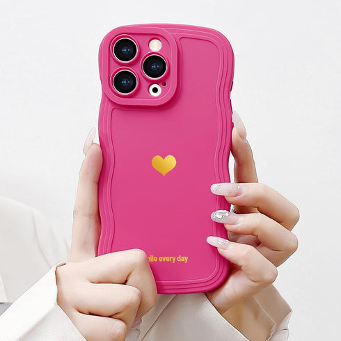 for iPhone 13 Pro Case Cute Heart Simple Wave Frame Case Aesthetic Design Solid Color Girls Women TPU Silicone Slim Phone Case Cover for iPhone 13...