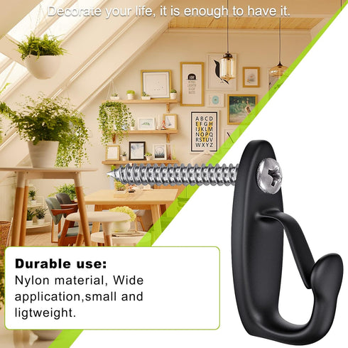 SELEWARE 30PCS Screw in Hooks for Hanging Outdoor String Lights, Windproof Christmas Light Hanger Hooks, Black Wall Hooks for Patio Gazebo Fence t...