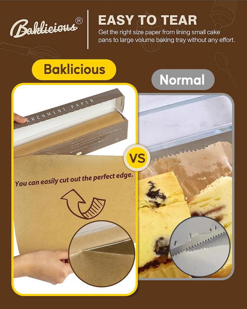 Unbleached Parchment Paper Roll for Baking, 13 in x 242 Ft, 249 Sq.Ft, Baklicious Non-stick Baking Parchment Paper for Baking, Cookies, Bread, Ove...