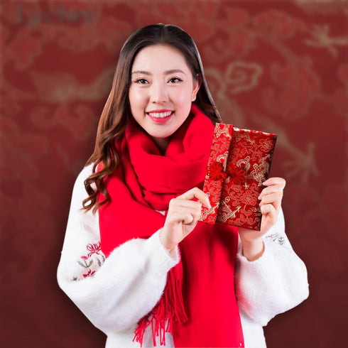 2-Pack Silk Red Envelopes, Dragon and Phoenix Embroidered Chinese Red Pocket, Lucky Money HongBao Card Cash Envelope for New Year Spring Festival ...