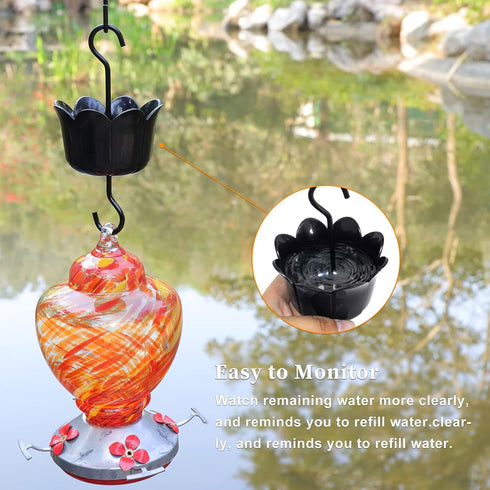 Ant Moat Hook for Hummingbird Feeders|Extra Large Capacity Ant_ Trap for Outdoor Yard Hanging Feeders, Flower Shape Hummingbird Feeder Insect_Guar...