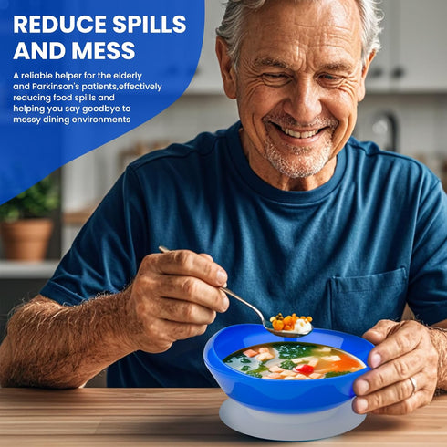 2Pack Spill Proof Scoop Bowl with Non-Skid Suction Base, Adaptive Self-Feeding Dinnerware for Elderly and Disabled...