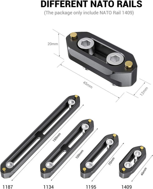 SMALLRIG Quick Release Safety Rail 4cm 1.57 Inches Long with 1/4'' Screws - 1409...