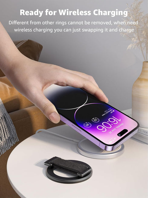 SUPERONE for MagSafe Phone Grip with Finger Strap, Removable Magnetic Ring Holder with Kickstand Finger Loop, MagSafe Accessories for iPhone 15/14...