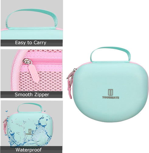 Hard Travel Case for Riwbox CT-7 CT-7S / iClever HS01 / FosPower Cat Ear LED Light Kids Wireless Headphones, Protective Carrying Storage Bag (Pink...