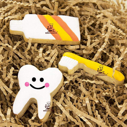 6Pcs Tooth Brush/Toothpaste/Teeth Cute Stainless Steel Cookie Cutter Fondant Cutter Baby Kids First Tooth Party Decorations Supplies Dentist Birth...