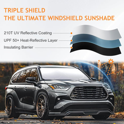 Windshield Sun Shade Car Window Shade UV Reflector Keeps Vehicle Cool Folding Sun Visor Heat and Sun Reflector (Ultra-Large 70 x 35 inches)...