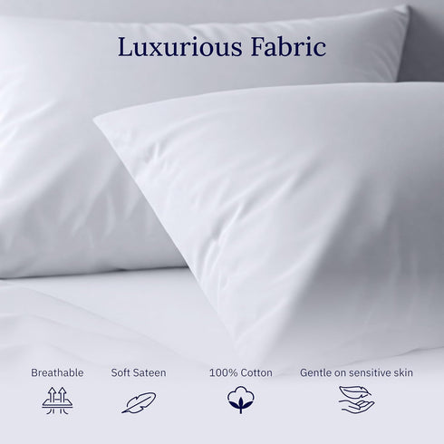 California Design Den Luxuriously Soft 600 Thread Count 100% Cotton King Size White Pillowcase Set of 2, Fits King Pillows...