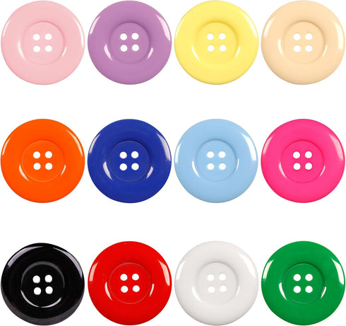 YAKA 50Pcs 1.5inch(38mm) Sewing Resin Buttons Round Shape 4 Holes Craft Buttons for Sewing Scrapbooking and DIY Craft Multicolored...