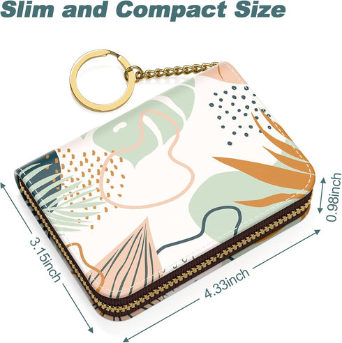 Nipichsha Credit Card Holder, Small RFID Card Wallet for Women, Slim Leather Wallet Organizer, Pocket Business Card Case with Zipper & Keychain (B...