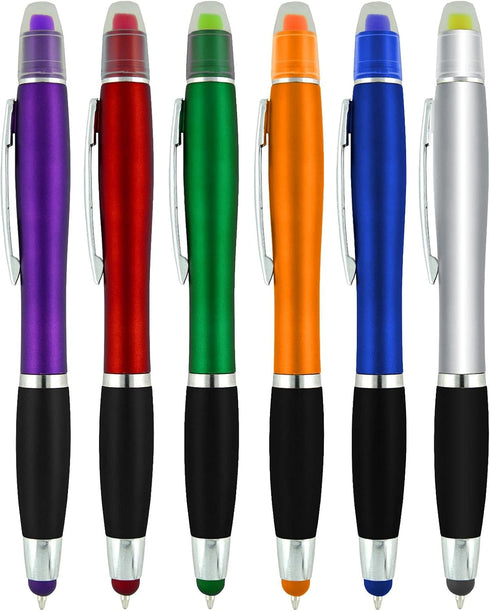 Bible Highlighter with Pen and Stylus for Touchscreens, 3 in 1 Combo, Multi-Color Highlighters, No Bleed, All Black Ballpoint Ink, Wax Gel Highlig...