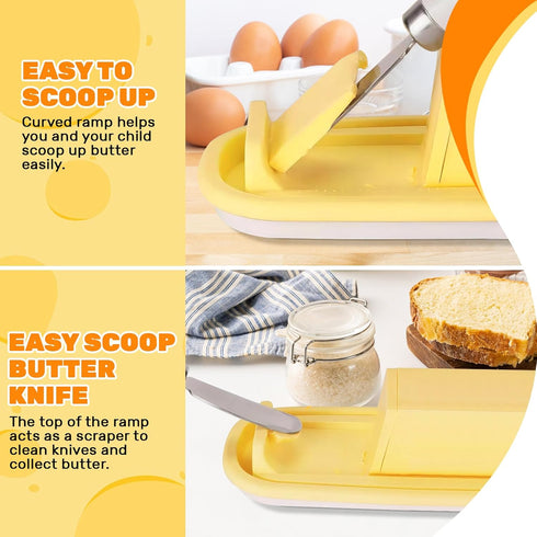 Butter Dish with Lid and Knife, Covered Butter Holder for Refrigerator, Kitchen Butter Tray Easy Scoop, Silicone Sealing Countertop Butter Keeper ...
