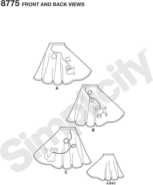 Simplicity 8775 Women's 1950's Vintage Rockabilly Poodle Skirt Sewing Pattern, Sizes 6-12...