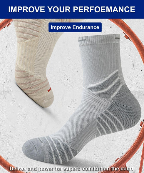 Hiflyer 5 Pairs Basketball Socks Men & Women, Mens Athletic Socks Training Socks Men, Thick Compression Sports Socks for Men & Women...