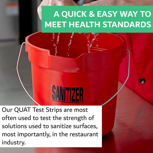 Quat Sanitizer Test Strips for Restaurants, Kitchens, Bars, QAC QR5-0-500 PPM, Quat Test Strips for Sanitizing Solution, Santizer Test Strips for ...