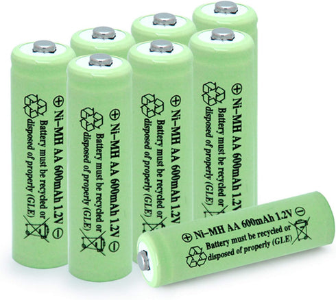 AA Ni-MH 600mAh 1.2V Rechargable Solar Light Batteries for Outdoor Solar Lamps Garden Lights Remotes Mice(8Pcs)...