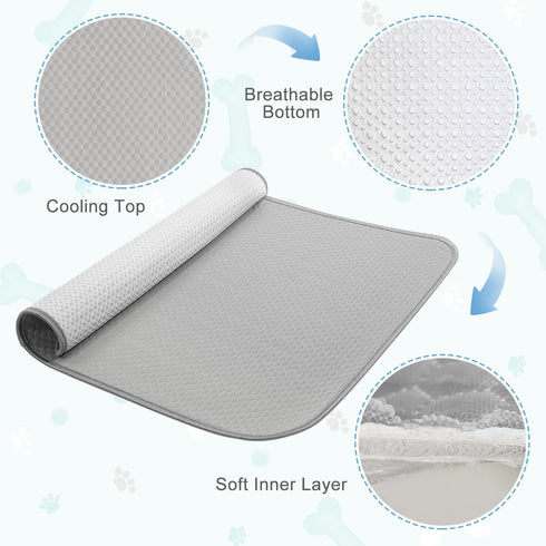Summer Dog Cooling Mat Washable Ice Silk Self Cool Pad for Small Medium Large Dogs and Cats, Pet Sleeping Pad for Crate, Bed, Indoor & Outdoor Flo...
