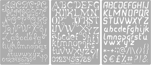 Aleks Melnyk No.44 Pyrography Stencils, Wood Burning 3 PCS Templates, Metal Letters Stencil for Engraving Wood and Patterns, Alphabet and Number, ...