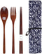 Wooden Flatware Set, 8.8"Chopsticks Spoon Fork Flatware Tableware Cutlery Set Travel Utensils Tied Line Reusable Flatware for Camping,Picnic,Offic...