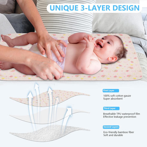 1 Pcs 27x35Inches Waterproof Changing Pads,Reusable Leak Proof Crib Disaper Pads,Portable Unisex Baby Changing Mat for Home&Travel.(Pink)...