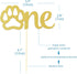 Gold Paw One Cake Topper - Golden Glitter Cardstock 1st Birthday Cake Smash Party Decoration Supplies for Baby, Single Sided Dog Paw First Birthda...