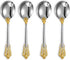 KEAWELL Gorgeous Round Soup Spoon, Set of 4, 18/10 Stainless Steel, Luxury Bouillon Spoon, Dishwasher Safe, Fine Mirror Polished (Gold Accent)...