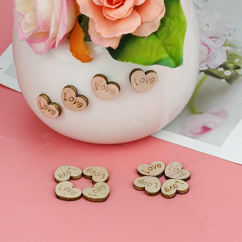 Lystaii 400pcs Rustic Wooden Love Heart Wedding Table Scatter Decoration Engraved Natural Wood Heart Table Confetti DIY Manual Patch for Crafts We...
