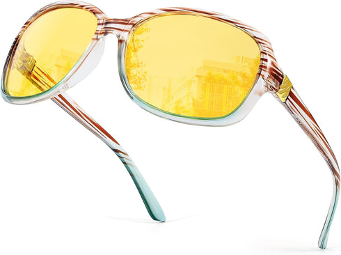 SIPHEW Night Driving Glasses for Women, Anti Glare Polarized Yellow Lens Night Vision Glasses for Nighttime/Rainy/Foggy....